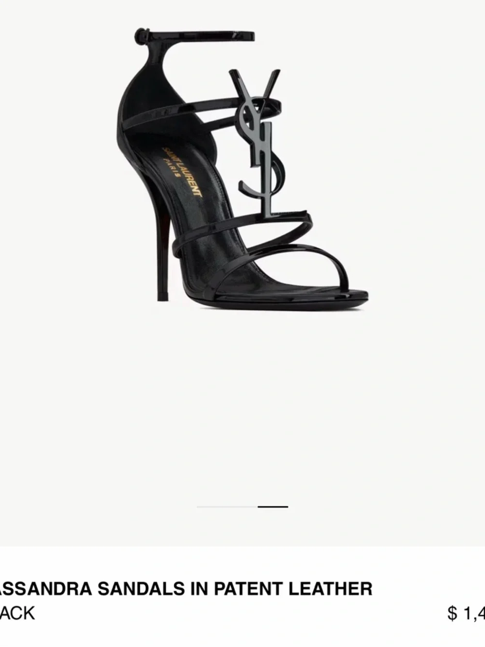 Saint Laurent YSL Cassandra 100 Patent Leather Sandals Heel Black 39 & 40 $1450 - Picture 2 of 8